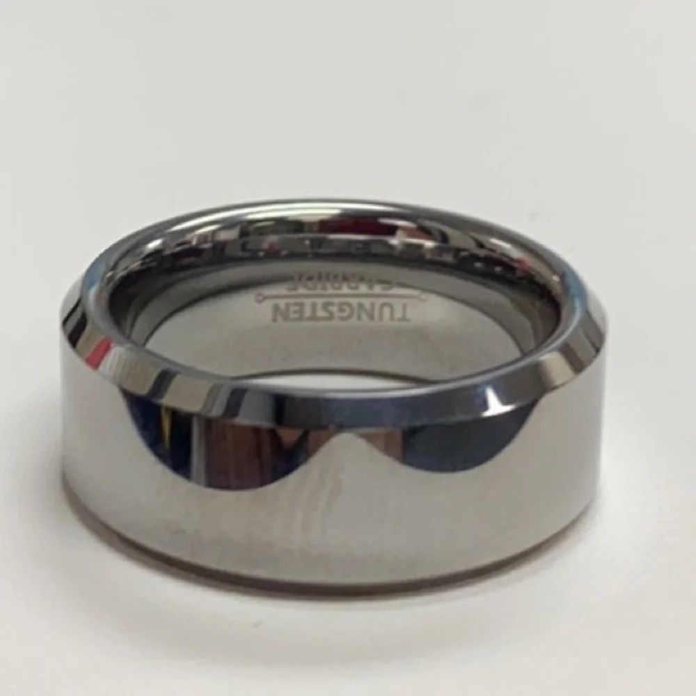 Tungsten Wedding Band Beveled Edges Comfort fit